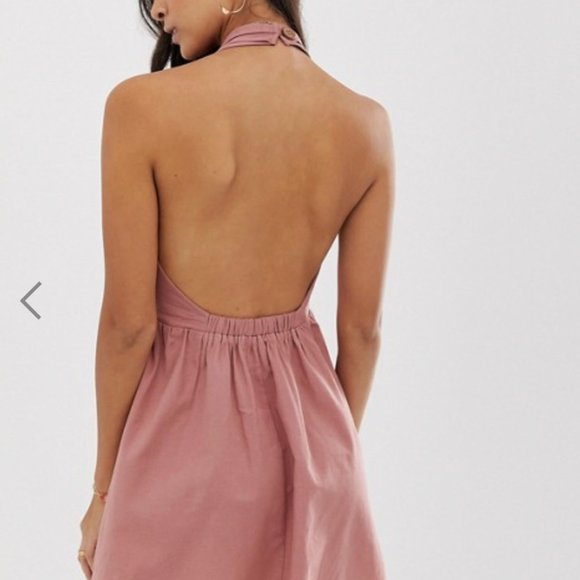 ASOS DESIGN halter neck mini button dress - Picture 3 of 7